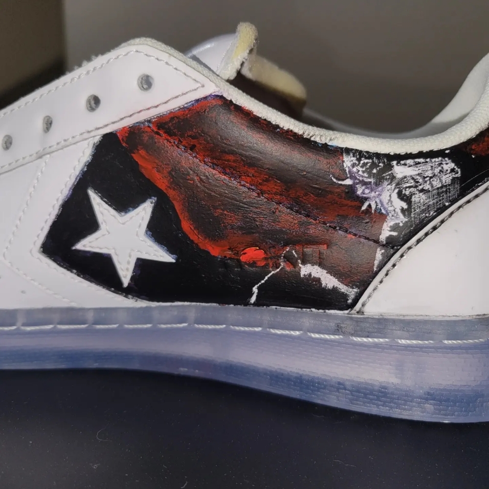Samurai inspired custom converse rokit orange pop